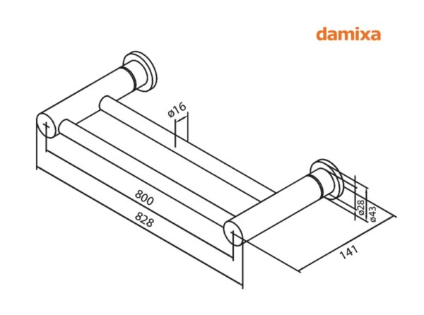 TOALLERO LAVABO DOBLE 80cm ORANGE DAMIXA