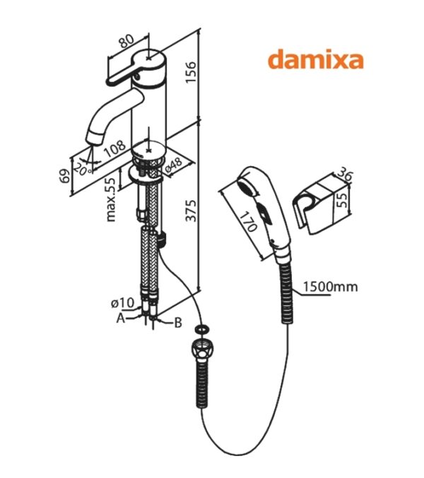 MONOMANDO LAVABO-BIDE SILHOUET DAMIXA