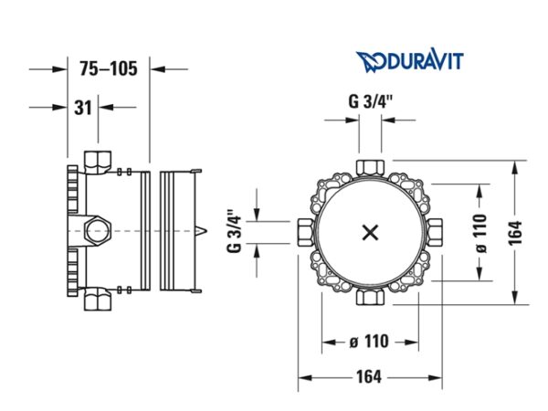 CUERPO EMPOTRADO DUCHA 3/4" BLUEBOX DURAVIT