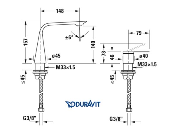 MONOMANDO LAVABO CON MANDO SEPARADO D1 DURAVIT