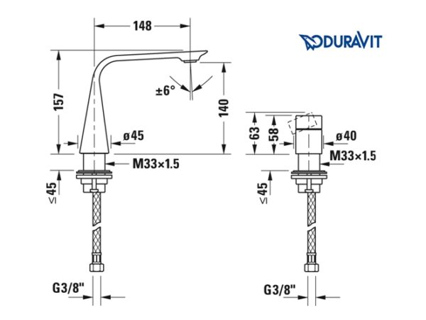 MONOMANDO LAVABO CON MANDO GIRATORIO SEPARADO D1 DURAVIT