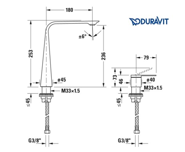 MONOMANDO LAVABO CON MANDO SEPARADO D1 DURAVIT