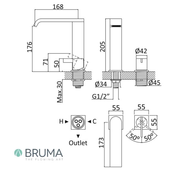 MONOMANDO LAVABO CON MANDO SEPARADAO BREEZE BRUMA