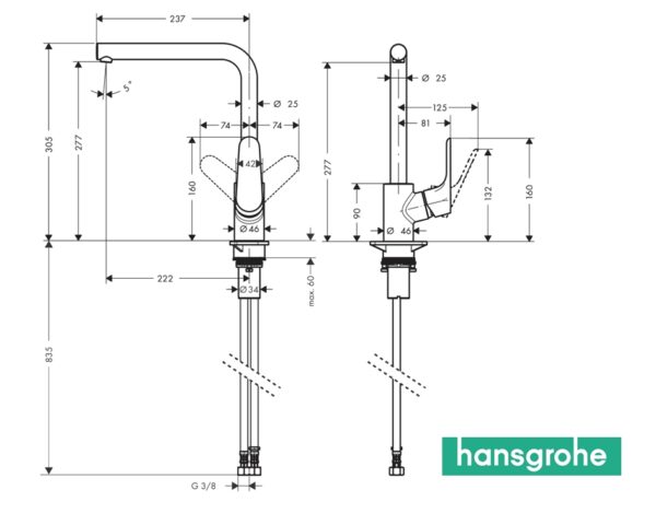 MONOMANDO COCINA 280 FOCUS M41 HANSGROHE