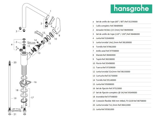 MONOMANDO COCINA 280 FOCUS M41 HANSGROHE