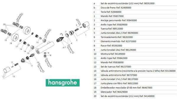 TERMOSTATICA DUCHA ECOSTAT COMFORT CARE HANSGROHE