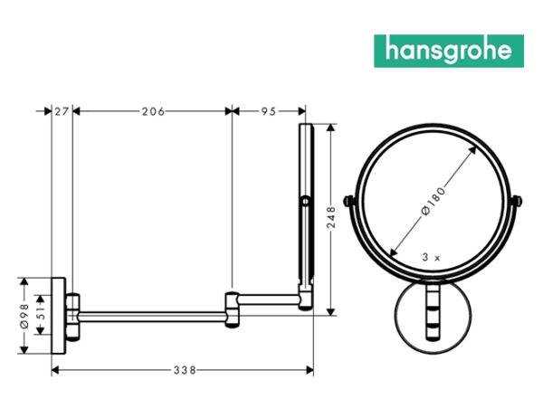 ESPEJO AUMENTO x3 LOGIS UNIVERSAL HANSGROHE