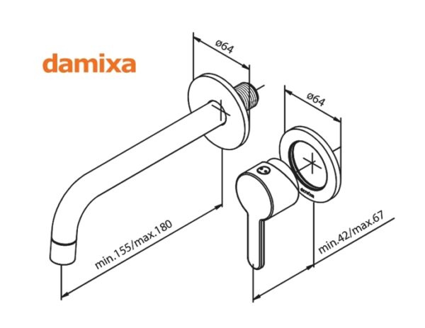 MONOMANDO LAVABO MURAL SILHOUET DAMIXA