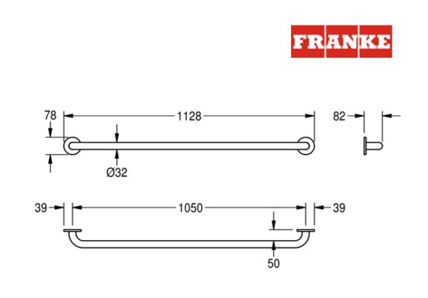 BARRA SUJECION 105cm CONTINA FRANKE