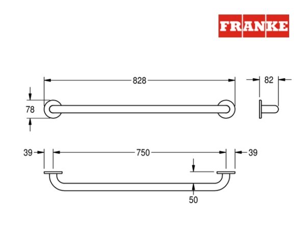 BARRA SUJECION ACERO INOXIDABLE 75cm CONTINA FRANKE