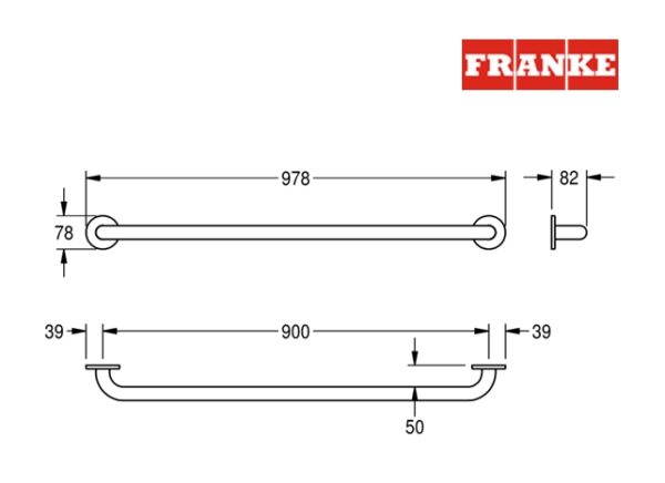 BARRA SUJECION 90cm ACERO INOX CONTINA FRANKE