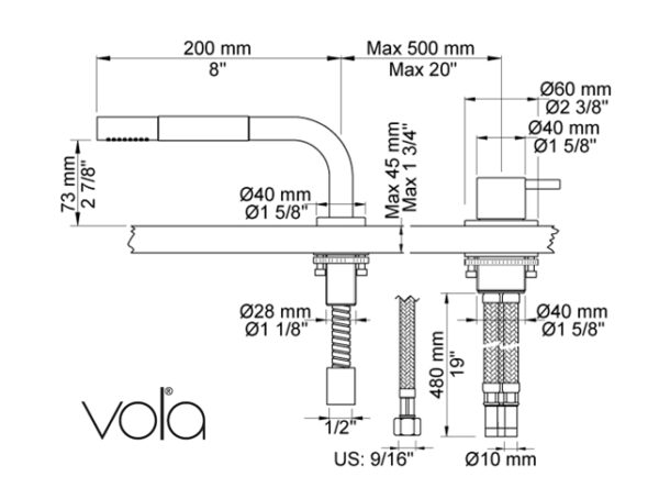 MONOMANDO COCINA con MANDO SEPARADO 500T1 VOLA