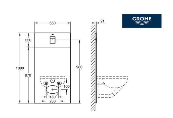 MODULO de CRISTAL PARA CISTERNA EMPOTRADA RAPID SL GROHE