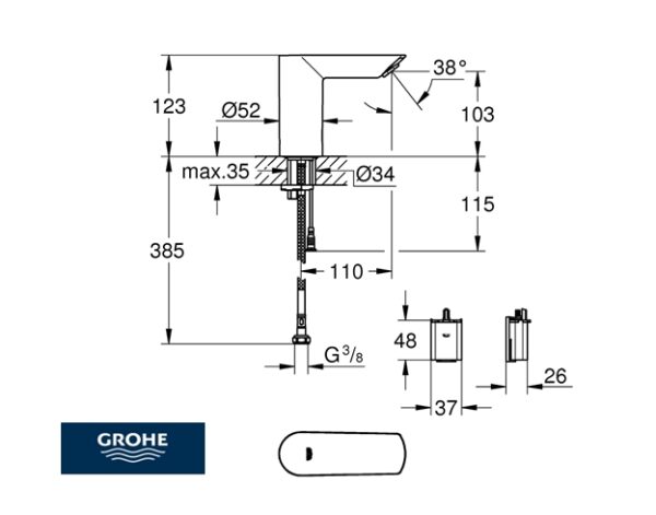 GRIFO LAVABO ELECTRONICO BAU COSMOPOLITAN GROHE