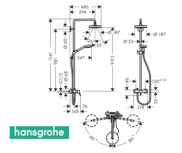 HANSGROHE SHOWERPIPE CROMA SELECT S COLUMNA DUCHA - Imagen 2