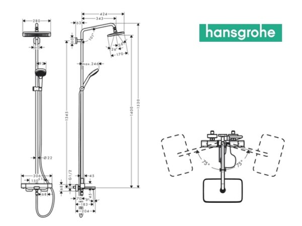 HANSGROHE SHOWERPIPE 280 TERMOSTATICA BAÑO - Imagen 2