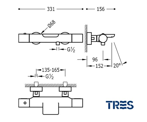 TRES MAX-CLASS TERMOSTATICA BAÑO-DUCHA - Imagen 3