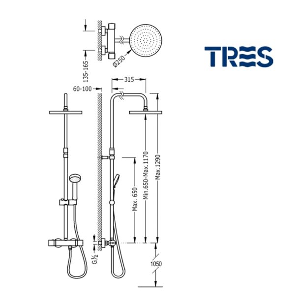 TRES COLUMNA DUCHA TERMOSTATICA - Imagen 2