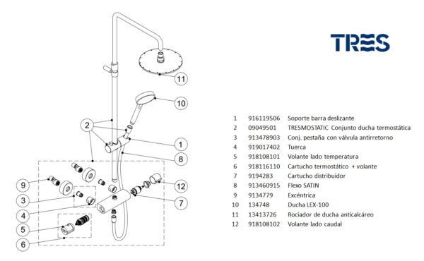TRES COLUMNA DUCHA TERMOSTATICA - Imagen 3