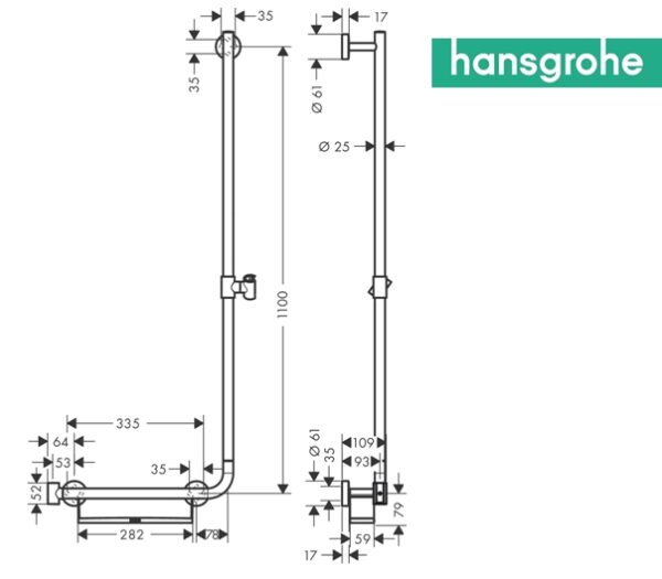 HANSGROHE UNICA BARRA DUCHA COMFORT 110cm - Imagen 3