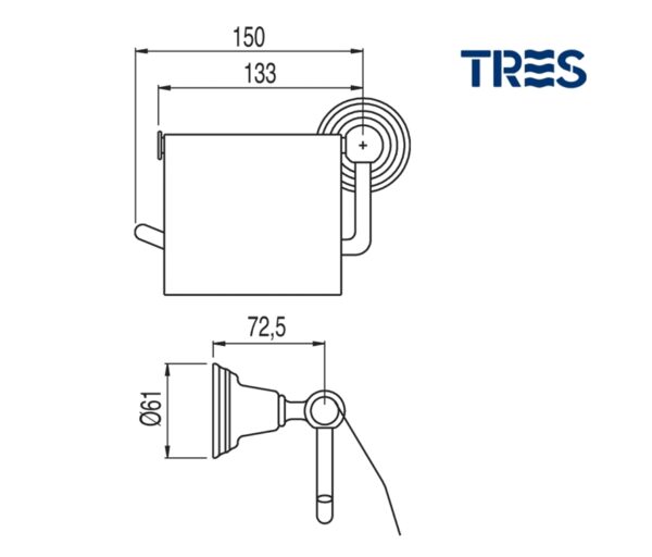 OUTLET TRES CLASIC PORTARROLLOS CON TAPA ACERO - Imagen 2