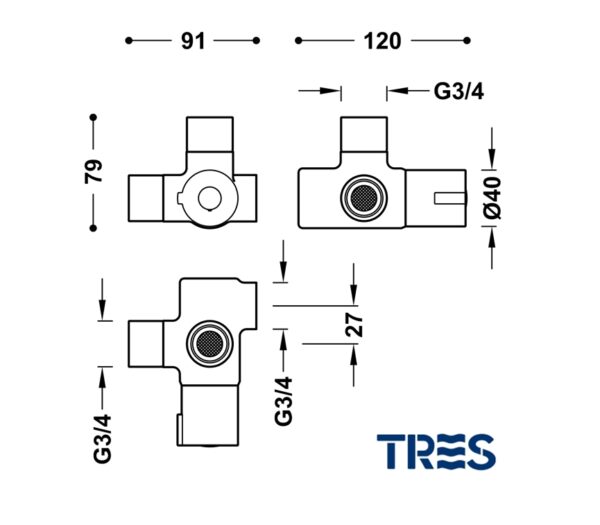 TRES VALVULA TERMOSTATICA OCULTA - Imagen 2