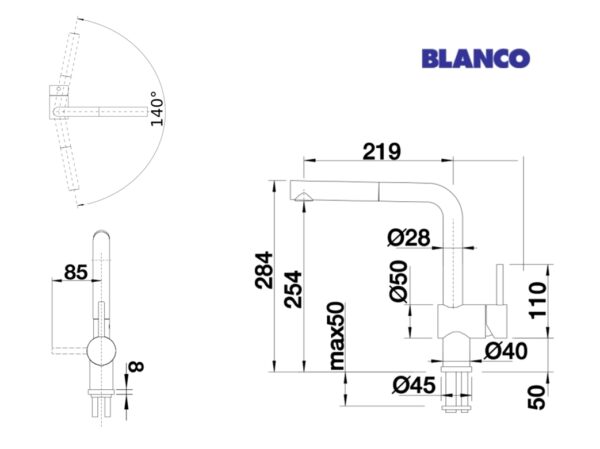 BLANCO LINUS-S MONOMANDO COCINA EXTRAIBLE - Imagen 2