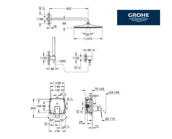 OUTLET GROHE EUROCUBE SET DE DUCHA - Imagen 2