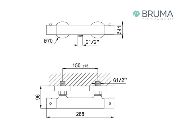 BRUMA ELO TERMOSTATICA DUCHA CON BARRA - Imagen 2