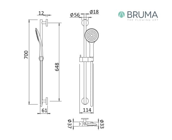 BRUMA ELO TERMOSTATICA DUCHA CON BARRA - Imagen 3
