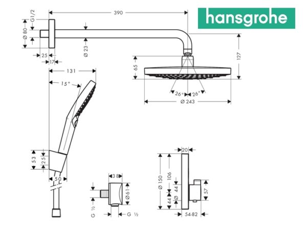 HANSGROHE RAINDANCE SELECT S KIT TERMOSTATICA DUCHA EMPOTRADO - Imagen 2