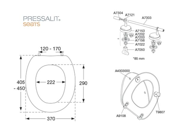 PRESSALIT DANIA ASIENTO y TAPA INODORO CON TOPE - Imagen 2