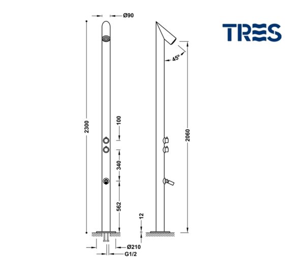 TRES COLUMNA DUCHA JARDIN-PISCINA - Imagen 2