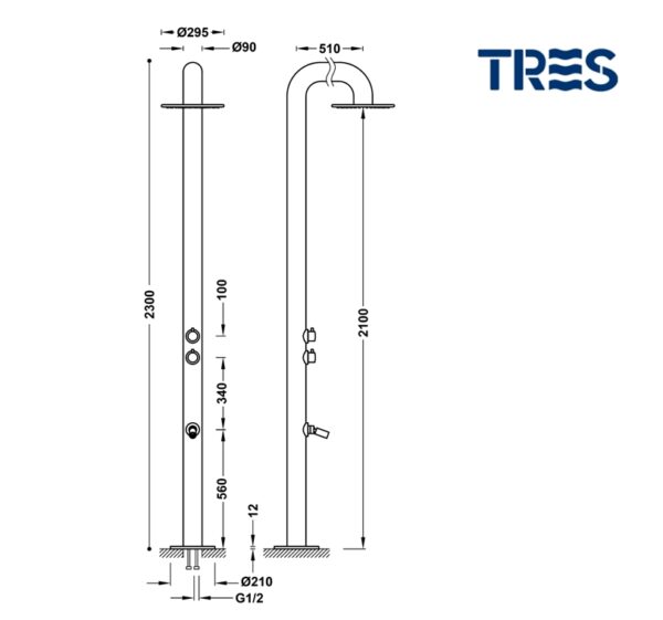 TRES COLUMNA DUCHA JARDIN-PISCINA - Imagen 2