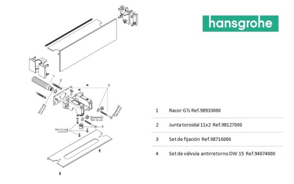 HANSGROHE FIXFIT REPISA CON TOMA DE AGUA - Imagen 5