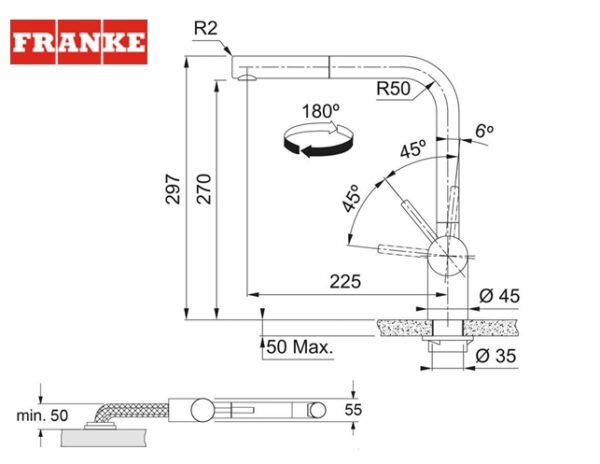 FRANKE ATLAS NEO WINDOW MONOMANDO COCINA - Imagen 2