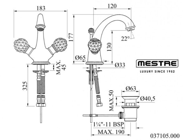 BRONCES MESTRE PACIFICA PRECIOUS MONOBLOC LAVABO - Imagen 2