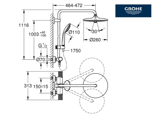 GROHE EUPHORIA SYSTEM 260 COLUMNA DUCHA - Imagen 2