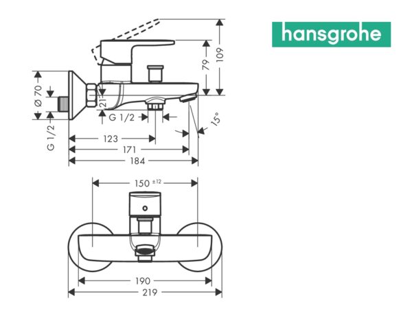 HANSGROHE VERNIS BLEND MONOMANDO BAÑO - Imagen 3
