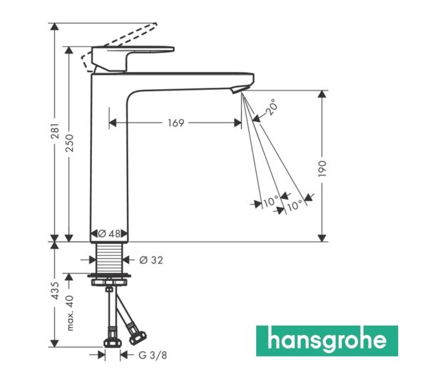 HANSGROHE VERNIS BLEND MONOMANDO LAVABO 190 - Imagen 3