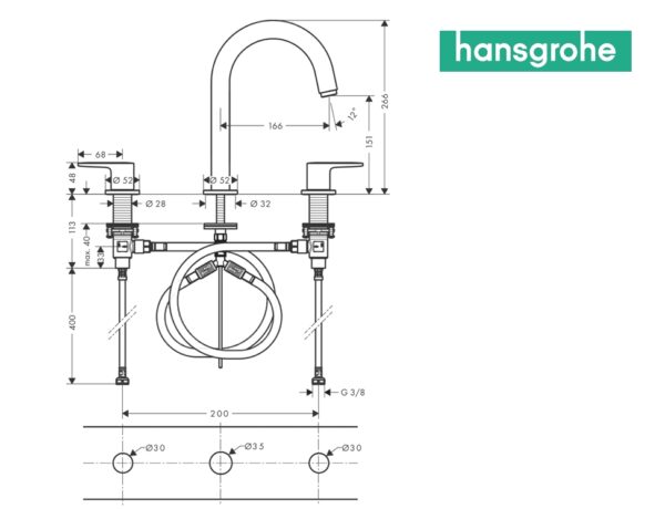 HANSGROHE VERNIS BLEND BATERIA AMERICANA LAVABO - Imagen 3
