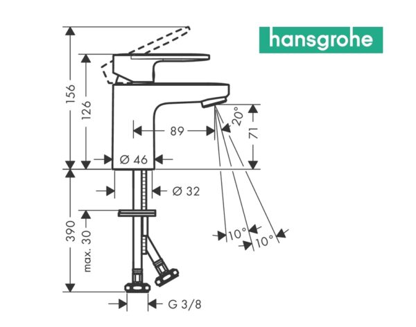 HANSGROHE VERNIS BLEND MONOMANDO LAVABO 70 - Imagen 3
