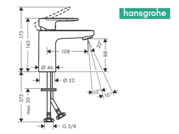 HANSGROHE VERNIS BLEND MONOMANDO LAVABO 100 - Imagen 3