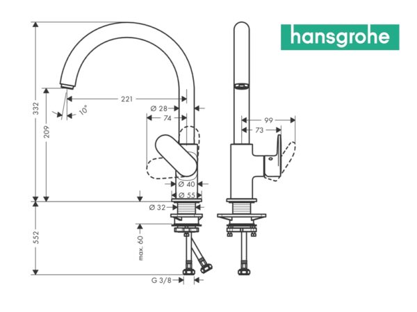 HANSGROHE VERNIS BLEND MONOMANDO COCINA - Imagen 3