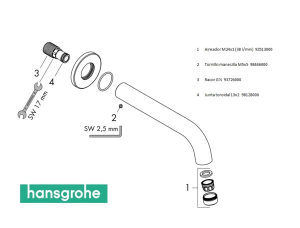 HANSGROHE VERNIS BLEND CAÑO BAÑERA - Imagen 4
