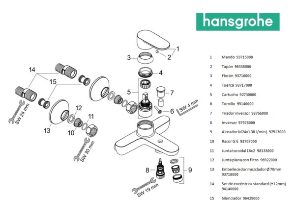 HANSGROHE VERNIS BLEND MONOMANDO BAÑO - Imagen 4