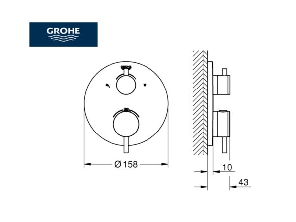 GROHE ATRIO TERMOSTATICA DUCHA EMPOTRADA 2 VIAS - Imagen 2