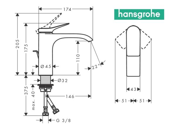 HANSGROHE VIVENIS MONOMANDO LAVABO 110 - Imagen 4
