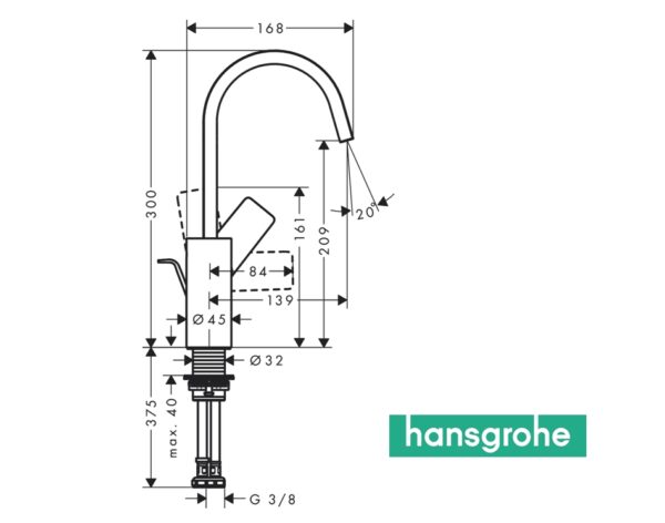 HANSGROHE VIVENIS MONOMANDO LAVABO 210 BLANCO MATE - Imagen 2