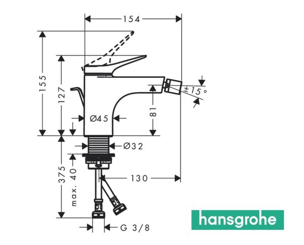 HANSGROHE VIVENIS MONOMANDO BIDE NEGRO MATE - Imagen 2